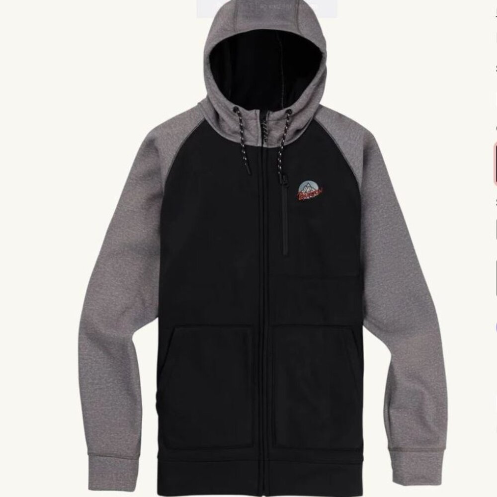 BURTON Durable Goods Hoodie Black Gray Full Zip Hoodie, Men's Small